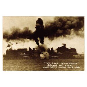 Great Train Wreck Minnesota State Fair 1921 Vintage Postcard Tourist Attraction